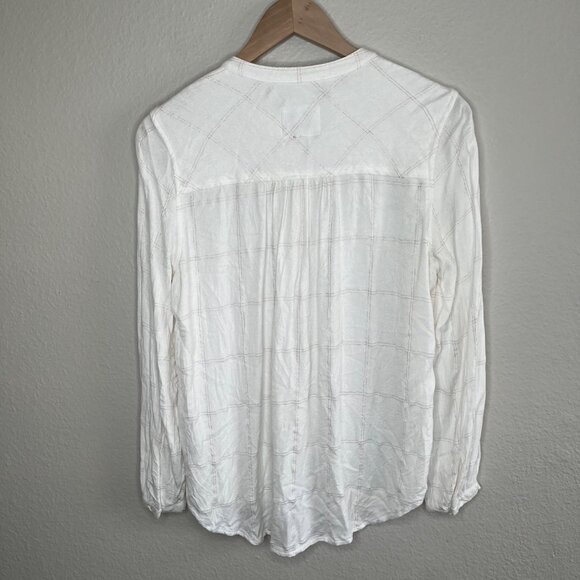 Rails Eloise Ivory Rose Gold Plaid Button Down Long Sleeve Flannel Shirt XS - Picture 8 of 11
